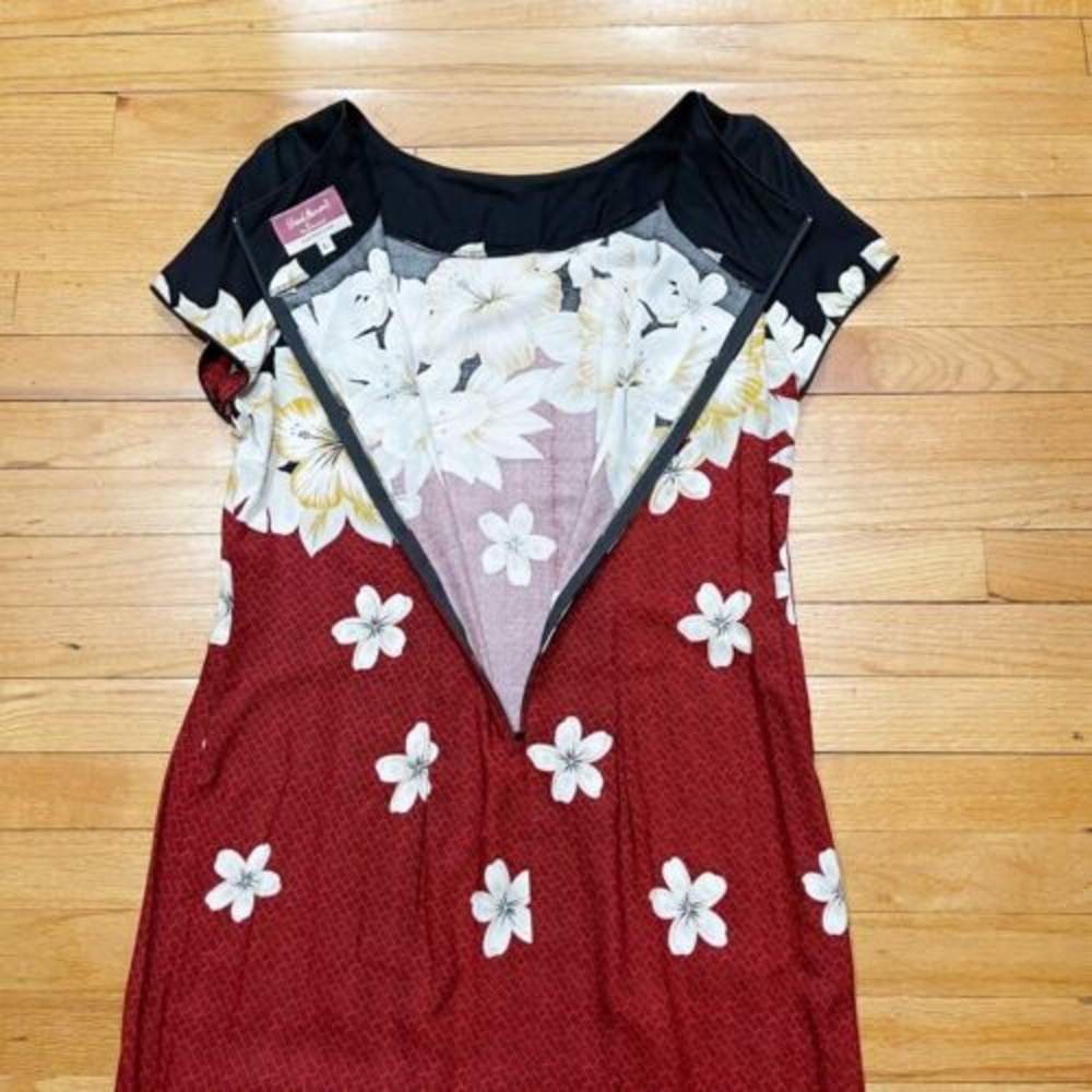 Vintage Hawaiian Maxi Dress by Island Moments Size L Rayon Floral Cap Sleeve EUC - Picture 11 of 15